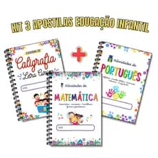 Combo atividades de Alfabetização Infantil COMPLETO. 3 Apostilas: Caligrafia, Português e Matemática
