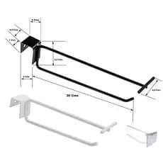 10 Ganchos Porta Preço 30 cm Para Gancheira Barra nas cores Preto ou Branco com Etiquetas