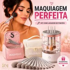 Kit completo 13 Peças Pincéis de Maquiagem Lavador elétrico e Necessarie