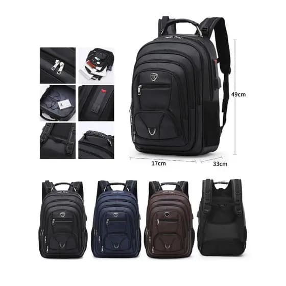 Mochila Couro PU Grande Executiva Para Notebook Trabalho Faculdade Reforçada Cabo De Aco