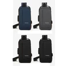 Mochila de Ombro Transversal Compacta Unilateral USB Trava de Código Á prova d'água