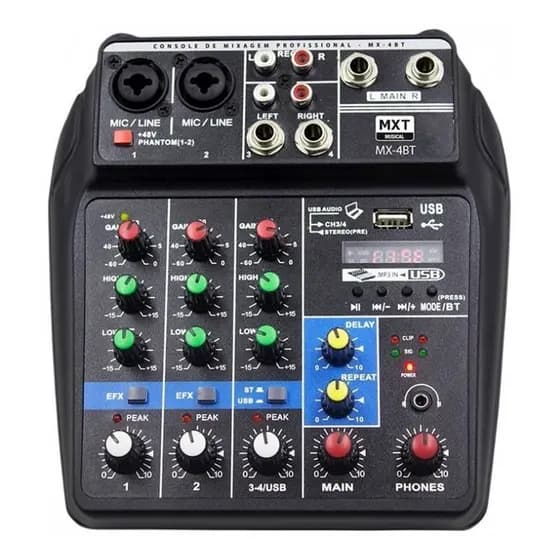Mesa De Som Mxt Mixer Profissional 4 Canais Mx-a4bt