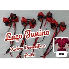 Laço/Tiara de cabelo  menina tema JUNINO/Festa junina Arraiá Xadrez chapeuzinho palha