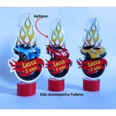 Aplique 3d Hot Wheels para Tubete 13cm - NÃO ACOMPANHA TUBETE