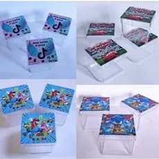 Caixinhas acrílica 5x5 personalizadas - Todos os temas Lembrancinha Festa Decoração Aniversário