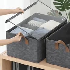 Caixa Organizadora com Tampa Dobrável Grande Para Roupas Guarda Roupa Armário Organizador Sapateira