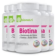 Kit 5x  Biotina + Panteonato de Cálcio + Tiamina + Ácido Fólico (60 cáps) - Bionutri
