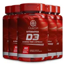 Kit 5x Suplemento Alimentar em cápsulas Vitamina D3 2000ui 500mg (60 cápsulas) - Quantum
