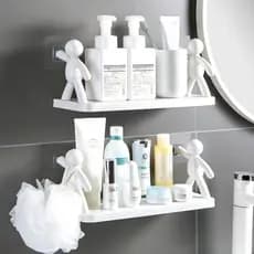 Suporte Prateleira Organizador Porta Shampoo Adesivo Plástico Para Cozinhas E Banheiros.