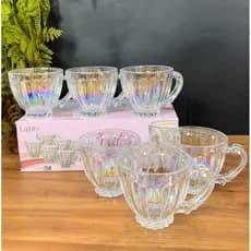 Xícaras de Chá Café 200ml Itália Rainbow Ambar Jogo 6 Peças Canecas Cristal Brilhante Luxuoso Rose