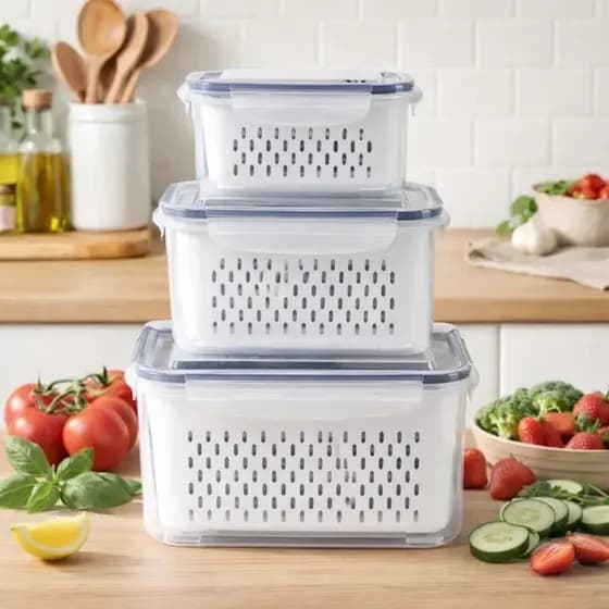Kit 3 potes Organizadores Geladeira Organizador Alimentos Vegetais Cozinha Moderna