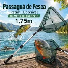 Passaguá Pesca Alumínio Retrátil Dobrável 1,75m Leve Resistente
