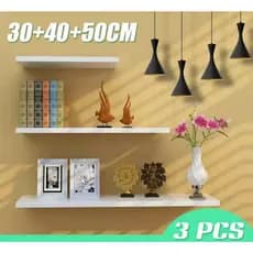 Kit 3 Prateleiras reta 30/40/50 nicho Branco Suporte decoração sala quarto banheiro escritório
