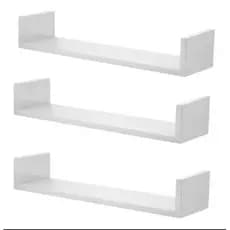 3 Prateleira Nicho U 50X10 Branco Decoração Livros Sala Quarto Cozinha