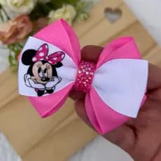 Laço Minnie Rosa Laço infantil Menina Laço Médio no Bico de pato Minnie Disney