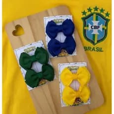 Parzinho de laços Brasil/copa do Mundo/bico de pato do Brasil/laço infantil copa do mundo
