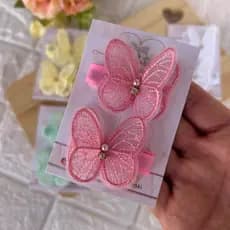 Parzinho de presilhas borboleta de renda no bico de pato baby para bebe menina prendedor menina
