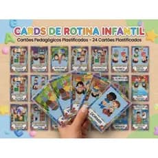 Cards de Rotina Escolar – Material Pedagógico Plastificado com 24 Cartas