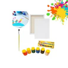 Material Escolar Para Arte Seda Algodão Uso Artístico Pintura: 2 Telas 15x10cm + 6 Tintas Guache + 1 Pincel
