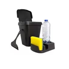 Kit Pia Porta Detergente Esponja Bucha Lixeira Rodinho Rodo