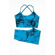 Conjunto Feminino  Marmorizado Top alça com Shorts Suplex Cintura Alta Elastano Moda Fitness Academia Conjunto mármore