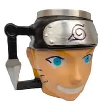 Caneca Naruto Uzumaki 3D com Interior Inox | Presente Anime Colecionável para Fãs 350ml ⭐