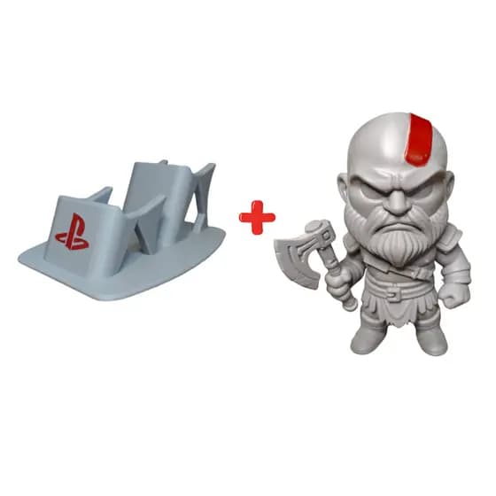 Suporte Controle Ps4 Ps5 + Kratos God Of War Boneco Playstation Action Figure Mesa Gamer Geek Decoração - ENVIO RÁPIDO!!
