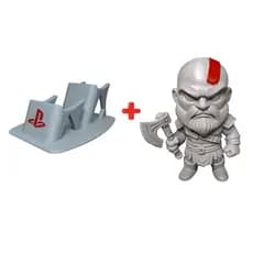 Suporte Controle Ps4 Ps5 + Kratos God Of War Boneco Playstation Action Figure Mesa Gamer Geek Decoração - ENVIO RÁPIDO!!