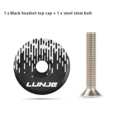 Tampa caixa de direção Tampa De Mesa Bike Tampa da mesinha LUNJE Alumínio Cnc 1-1/8 Com Parafuso preta Black