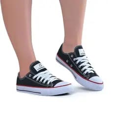Tênis Lona Cano Baixo Unissex Casual Estilo All White Confortável Preto Branco Marca Star World
