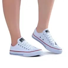 Tênis Lona Unissex Cano Baixo Estilo All Casual Confortável Starworld Preto Branco