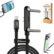 Cabo de Carregamento para Celular 240W 1.5M Type-C Suporte Angular Telefone Ultra Rápido Dados Jogos
