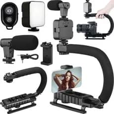 Estabilizador Para Câmera Dslr Celular iPhone Luz Microfone