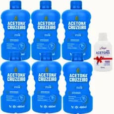 Kit 6 Acetona Removedor De Esmalte Unhas Original Solado Branquinho Sempre Cruzeiro 480ml