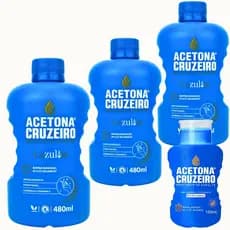 Kit 3 Acetona + Suporte Frasco De Acetona Manicure Cruzeiro