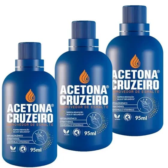 Kit 3 Unidades De Removedor De Esmalte Acetona Cruzeiro 95ml