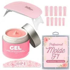 Kit UnhaGel Construtor Unhas Molde F1 + Lixa + Cabine Sun Mini