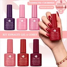 Kit 5 Esmaltes em Gel + 1 Esmalte Extra UV/LED 12ml Cores Sortidas para Unhas Zero HEMA