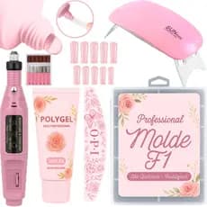 Kit Unha de Gel completo Iniciante Manicure Alongamento Cabine Sun Mini Unhas Polygel Molde F1 Lixa Lixadeira Elétrica