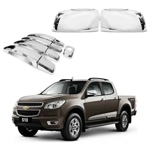 Kit Aplique Capa Retrovisor Maçaneta Cromada Nova S10 2013