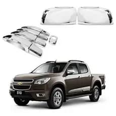 Kit Aplique Capa Retrovisor Maçaneta Cromada Nova S10 2013