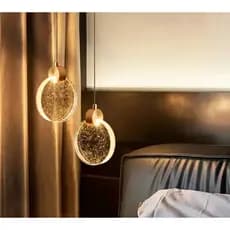 2 Pendente Lua De Cristal Vidro Com Bolhas - Dourado