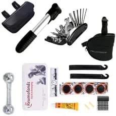 Kit Reparo Pneu Bike Ferramenta Bolsa Selim Bomba De Ar Espatula Chave Bag Porta Objetos Bicicleta MTB