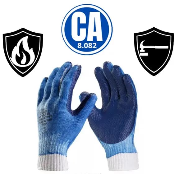 Luva Reforçada Trabalho Pesado Proteção Epi Serviço Obra Ca Térmica Resistente Temperatura Tricotada Multiuso Azul