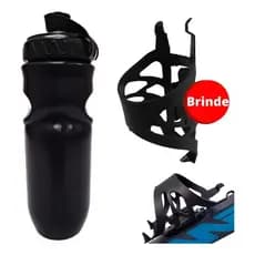 Kit Suporte Squeeze Bike Caramanhola Garrafa D'Agua Bicicleta Porta Garrafinha MTB Corrida Academia Fitness  Nylon 650ml