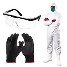 Macacão Descartável Proteção Kit Epi Segurança Luva Óculos  Tecido Laminado Microporoso Antiestético