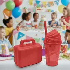 10 Kit Lancheira Maletinha + Copo Shake Sorvete Criativo