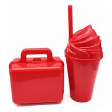 20 Kit Lancheira Maletinha + 20 Copo Shake Sorvete Criativo
