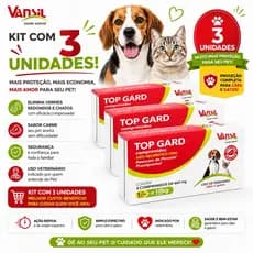 Kit C/3 caixas Top Gard 660mg 4 Comprimidos - 1 Comprimido P/ 10kg (Remédio de Verme P/ Cães e Gatos)