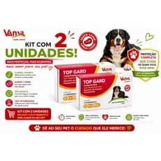 Kit C/ 2 Caixas de Top Gard 30kg Sabor Carne Vansil Vermífugo Anti-Helmíntico 2 comprimidos Para Cães e Gatos
